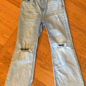 Women's Light Blue Distressed Boot Cut Jeans